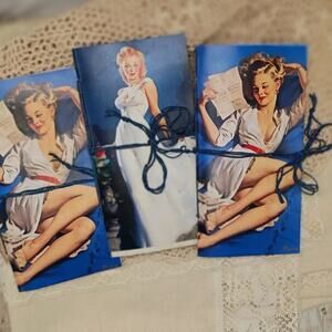 Blue Traveler's Notebook Inserts, 3 Vintage Pin-up Girl Handmade Notebooks